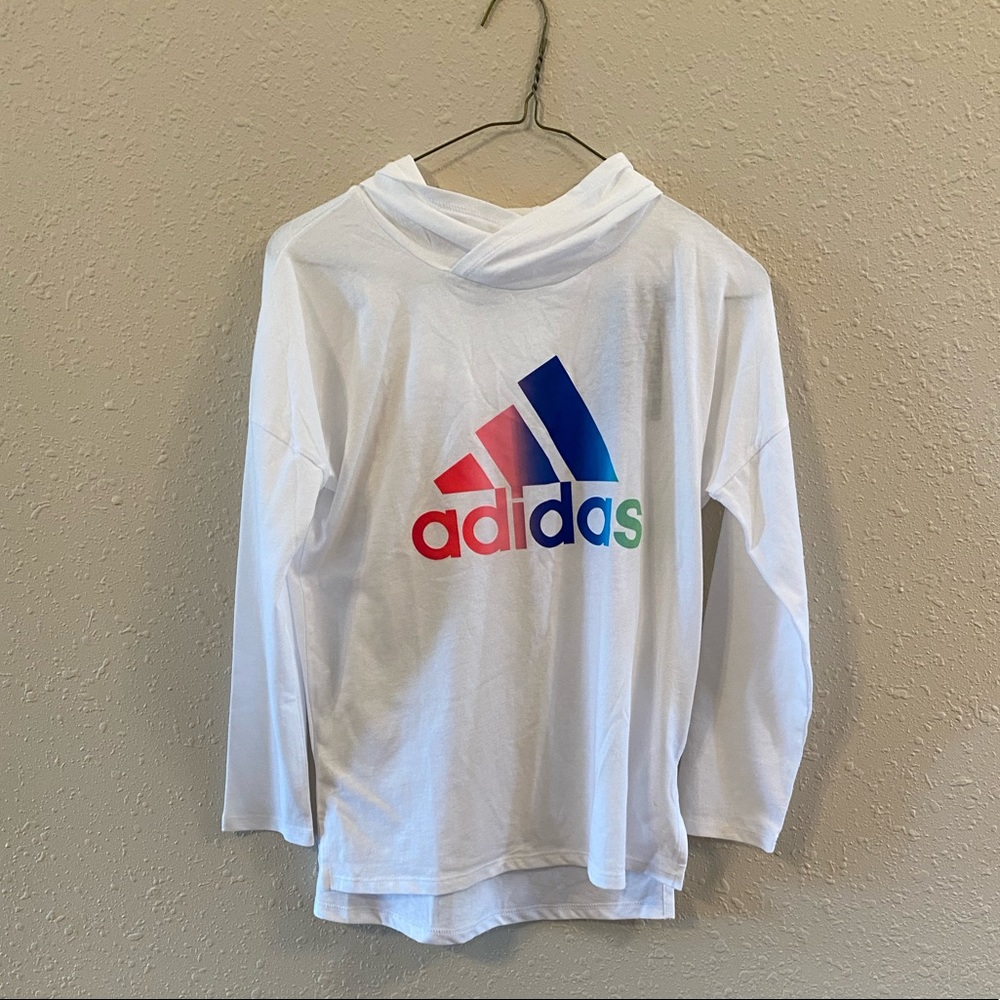Adidas long sleeve white thin hoodie